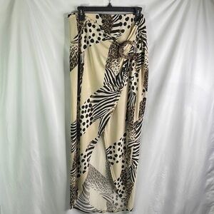Venus faux animal print wrap skirt, cover-up